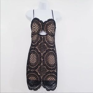 LUXXEL Black Cut-Out Racer Back Mini Dress